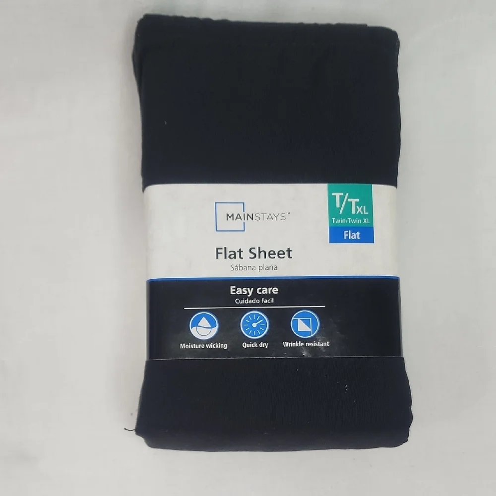 Mainstays Black 300 Thread Count Twin T/XL Flat Sheet